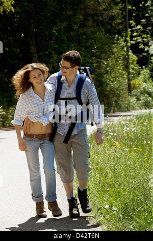 St. Peter, Germany, a young couple hiking in the Black Forest Stock Photo
