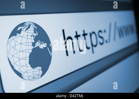Closeup of Computer Screen With Address Bar of Web Browser Stock Photo