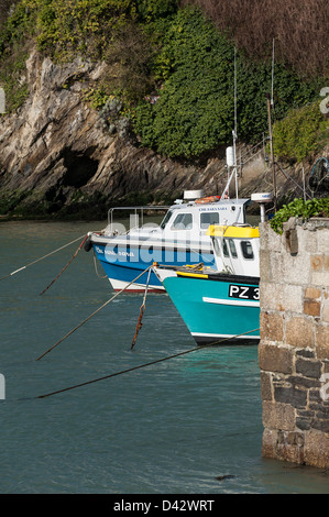 Two fishing boats moored in Newquay Harbour. Stock Photo