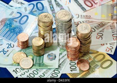 Hamburg, Germany, Euro notes and Euromuenzen Stock Photo