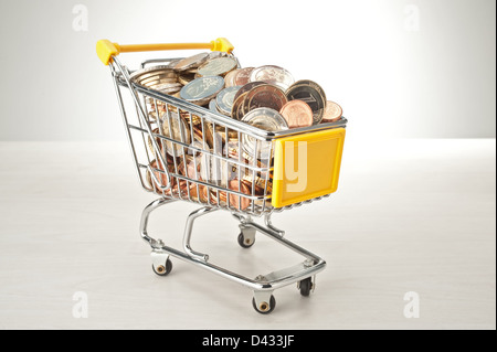 Hamburg, Germany, a cart filled with Euromuenzen Stock Photo