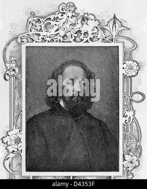 Alfred Lord Tennyson (1809-1892) served as Poet Laureate for Great Britain and Ireland during much of Queen Victoria's reign. Stock Photo