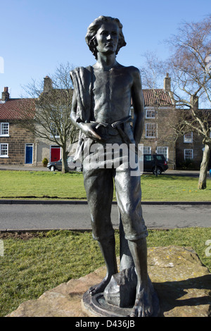 Statue of famous Mariner Captain James Cook as a young man at Great Ayton North Yorkshire where he went to school Stock Photo