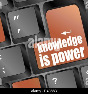 knowledge is power or education concept with button on computer keyboard Stock Photo