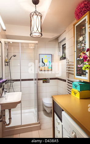 Interior of a small bathroom, modern and simple. Stock Photo