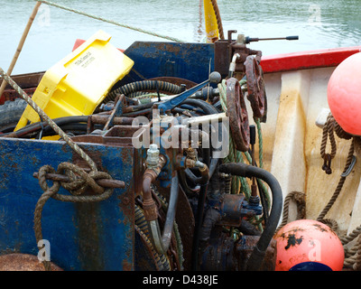 Trawler Ships hauling control gear in close shot Stock Photo