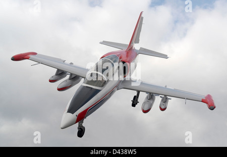 dynamic shot of a aircraft and cloudy sky Stock Photo