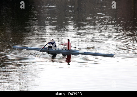 Rowers training on the River Avon, Warwick, UK Stock Photo