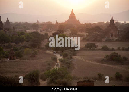 View from the The Shwesandaw Pagoda at sunset Stock Photo