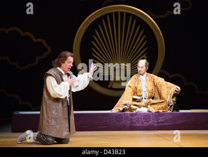 ANJIN, The Shogun and the English Samurai opens at Sadler's Wells Theatre, London. With Masachika Ichimura and Stephen Boxer. Stock Photo