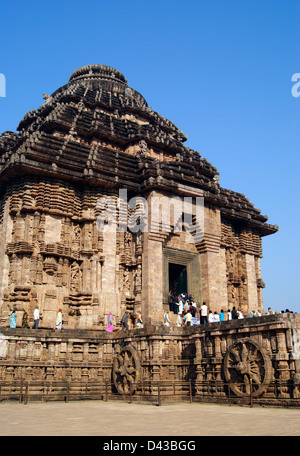 Konark Sun Temple ( Black Pagoda ) and Chariots front Side Angle architecture view Stock Photo