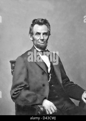 Portrait of President Abraham Lincoln by Mathew Brady 1860. Retouched from original to remove artifacts. Stock Photo