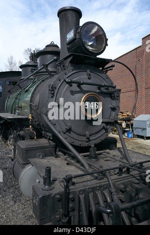 Baldwin Engine Works Engine 346 parked outside the turn house at the Colorado Railroad Museum. Stock Photo