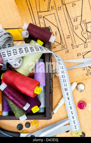 still life various sewing accessories in the scheme Stock Photo