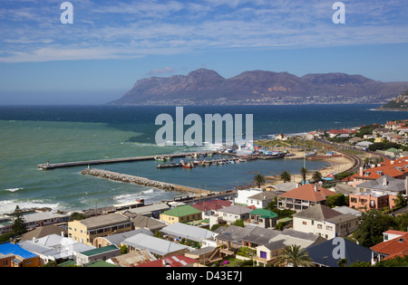 A view of Kalk Bay and its harbour from scenic Boyes Drive, near Cape Town in South Africa. Stock Photo