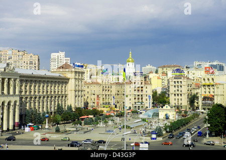 Kiev, Ukraine - August 2012. Independence square in Kiev. Stock Photo