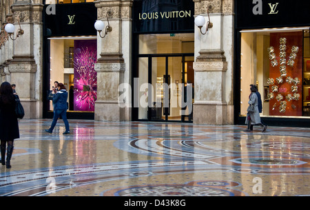 Louis Vuitton designer luxury boutique store in Galleria Vittorio Emanuele II Milan Lombardy Italy Europe Stock Photo