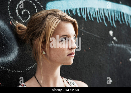 Portrait of Teenage Girl, Mannheim, Baden-Wurttemberg, Germany Stock Photo