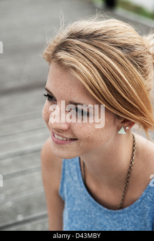 Portrait of Teenage Girl, Mannheim, Baden-Wurttemberg, Germany Stock Photo