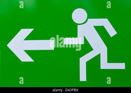 Emergency Exit Sign, Bretagne, France Stock Photo