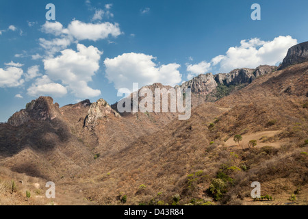 High Mountains in the Copper Canyon in Mexico. Copper Canyon is a group of canyons consisting of six distinct canyons. Stock Photo