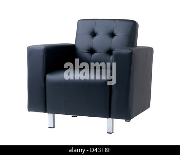 Nice and comforts dark blue armchair isolated on white Stock Photo