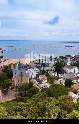 Overview of Town and Harbour, Provincetown, Cape Cod, Massachusetts, USA Stock Photo