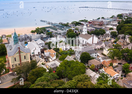 Overview of Town and Harbour, Provincetown, Cape Cod, Massachusetts, USA Stock Photo