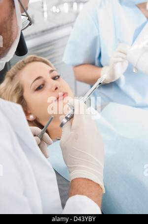 Young Woman at Dentist's Office for Appointment, Germany Stock Photo