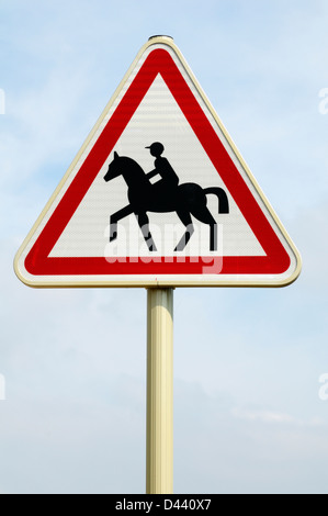 Close-up of Equestrian Crossing Sign, France Stock Photo