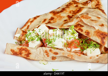 pancakes with cheese and vegetables Stock Photo