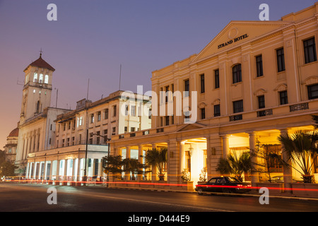 Myanmar, Yangon, The Strand and Strand Hotel at dusk Stock Photo