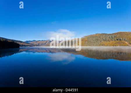 Shudu lake in Autumn. Pudacuo National Park in Yunnan Province, China. Stock Photo