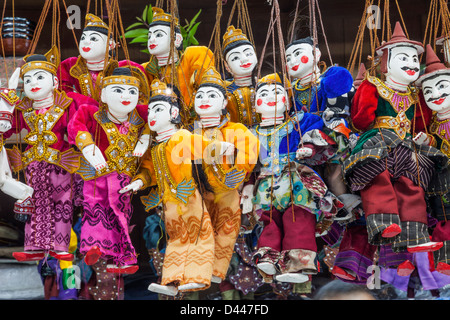 Myanmar, Yangon, Bogyoke Market, Burmese Puppets Stock Photo