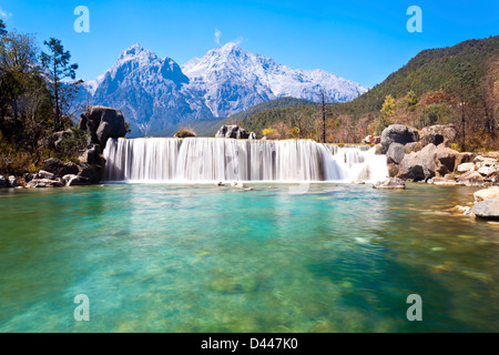 Blue Moon Valley landscape in mountains of Lijiang, China. Stock Photo