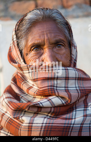 Elderly woman, Panauti village, near Kathmandu, Nepal Stock Photo