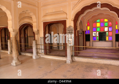 Pillars ans arched structure inside Hawa mahal, Palace of winds Jaipur Rajasthan India Stock Photo