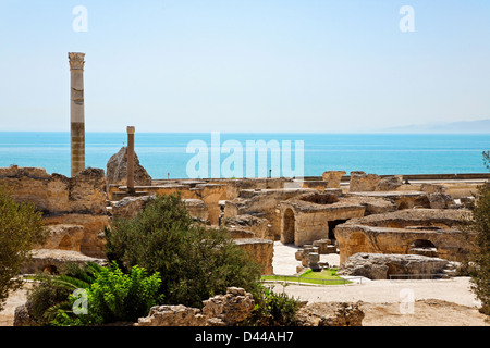 Ruins of ancient Antonine Baths in Carthage. Shot with polarizing filter. Stock Photo