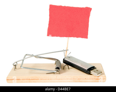 Mouse trap with portable driver and paper on it Stock Photo