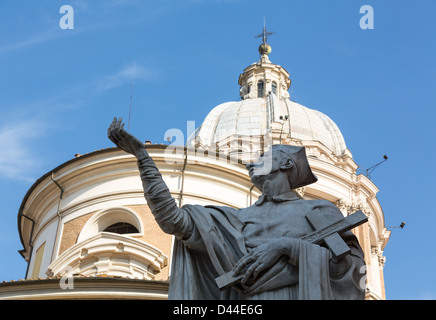 Detail of statue by dome on church of San Carlo al Corso in Rome Italy Stock Photo