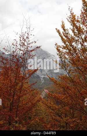 Mountains above the village of Valbona in the Accursed Mountains of northern Albania (Dinaric Alps). Stock Photo