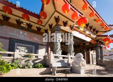 View of front entrance of Thien Hau Temple in Chinatown Los Angeles California Stock Photo