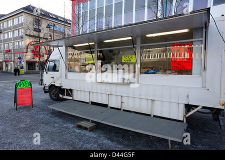 fresh fish truck van in market square Tromso troms Norway europe Stock Photo