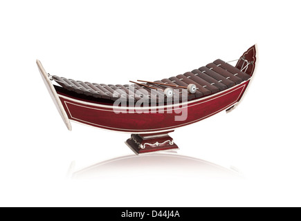 Thai wooden alto xylophone, Thai classical music instrument isolated on white Stock Photo