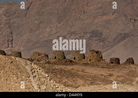 The Beehve tombs at Jabal Misht, Sultanate of Oman. Stock Photo