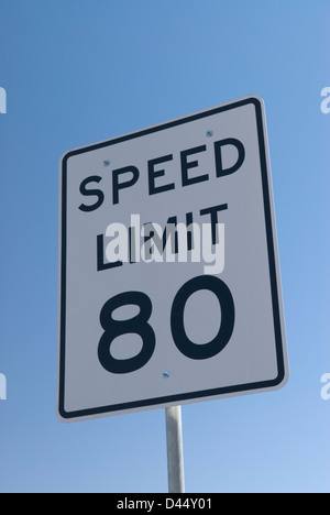 Speed limit 80 sign Texas USA. Stock Photo