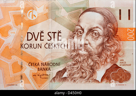 money of Czech Republic with portrait of John Amos Comenius teacher, educator and writer Stock Photo