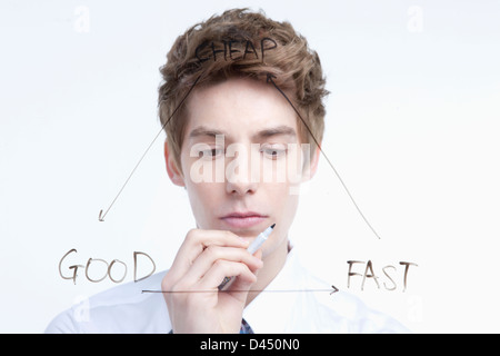 a western businessman writing on a transparent board Stock Photo - Alamy