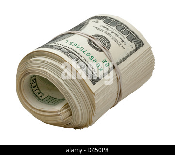 Dollars roll isolated on white background Stock Photo