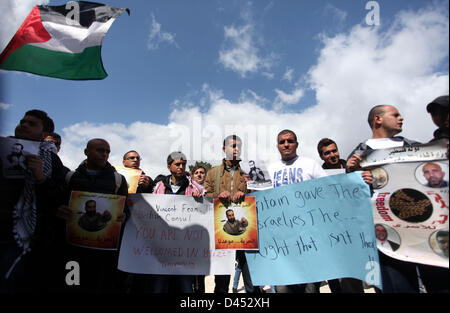 March 5, 2013 - Ramallah, West Bank, Palestinian Territory - Palestinian students from Birzeit  University block the British Consul General in Jerusalem, Vincent Finn, car after he was forced to leave Birzeit University Campus in the West Bank city of Ramallah on March 5, 2013. Dozens of Angry Students Protest Against Fean' Visit, Pushed him to his car and kicks his car by their hands and legs after being forced to cancel a lecture in the Campus, the Protest Against British silence from Palestinian prisoners hunger strike and their public support to Israel, Protesters Said  (Credit Image: © Is Stock Photo